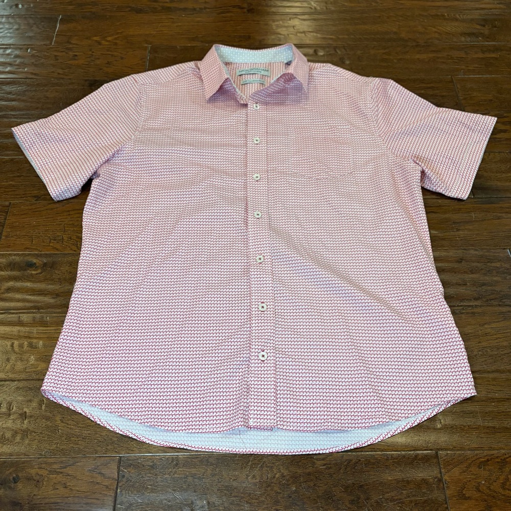 Nick Graham Everywhere Button Down Short Sleeve Shirt Casual Red Men’s L